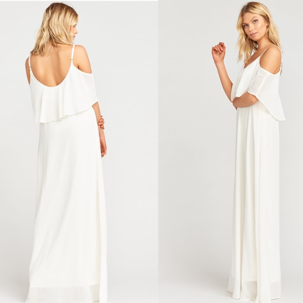 NWT Show Me Your MuMu Caitlin Ruffle Maxi Dress in White Size Medium